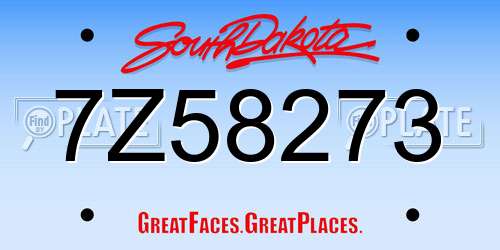 7Z58273 South Dakota License Plate