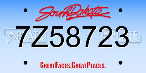 7Z58723 South Dakota License Plate