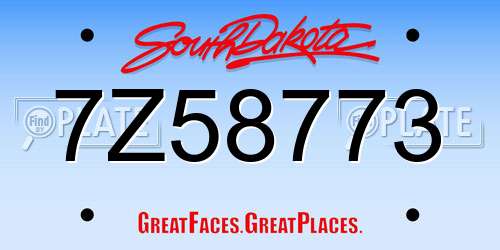 7Z58773 South Dakota License Plate