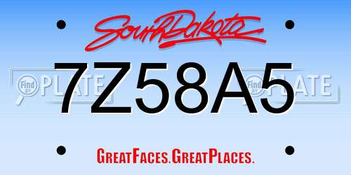 7Z58A5 South Dakota License Plate
