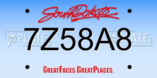 7Z58A8 South Dakota License Plate