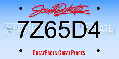 7Z65D4 South Dakota License Plate