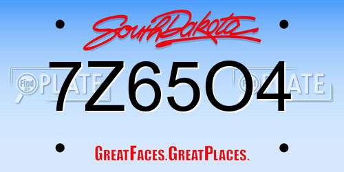 7Z65O4 South Dakota License Plate