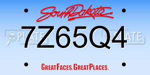 7Z65Q4 South Dakota License Plate