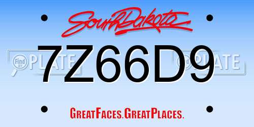 7Z66D9 South Dakota License Plate