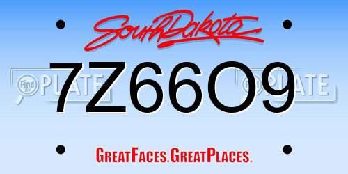 7Z66O9 South Dakota License Plate