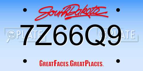 7Z66Q9 South Dakota License Plate