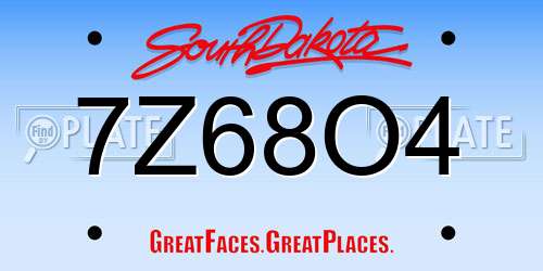7Z68O4 South Dakota License Plate