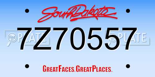 7Z70557 South Dakota License Plate