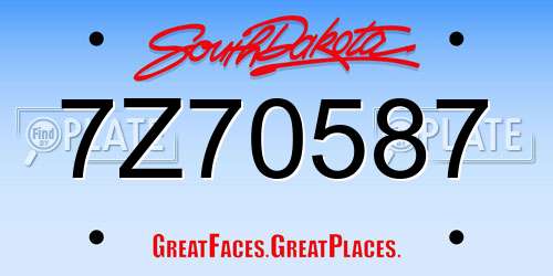 7Z70587 South Dakota License Plate