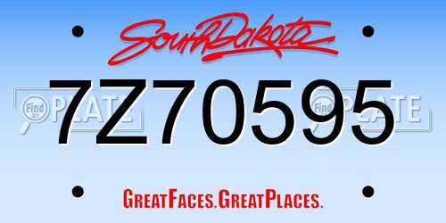 7Z70595 South Dakota License Plate