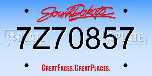 7Z70857 South Dakota License Plate