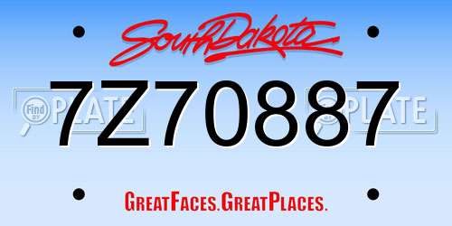 7Z70887 South Dakota License Plate