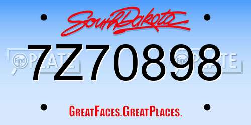7Z70898 South Dakota License Plate