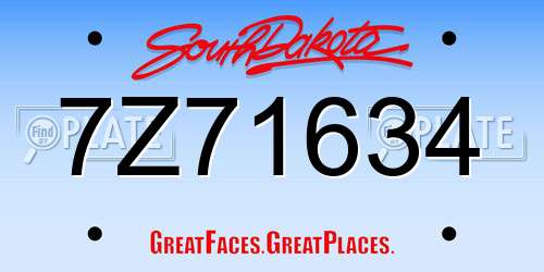 7Z71634 South Dakota License Plate