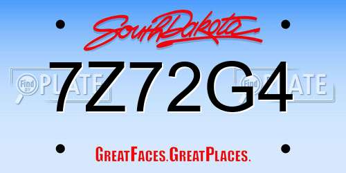 7Z72G4 South Dakota License Plate