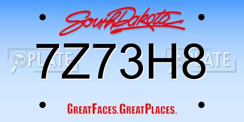 7Z73H8 South Dakota License Plate