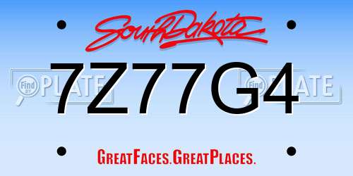 7Z77G4 South Dakota License Plate