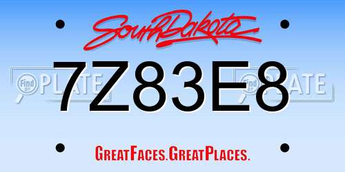 7Z83E8 South Dakota License Plate