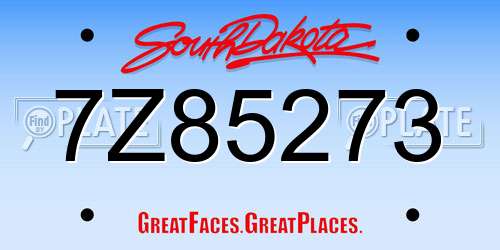 7Z85273 South Dakota License Plate