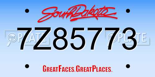 7Z85773 South Dakota License Plate