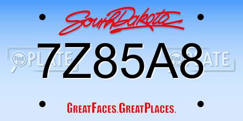 7Z85A8 South Dakota License Plate