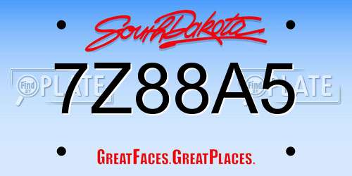 7Z88A5 South Dakota License Plate