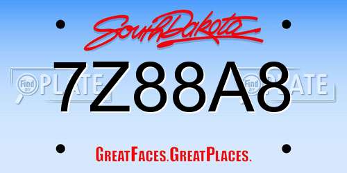 7Z88A8 South Dakota License Plate