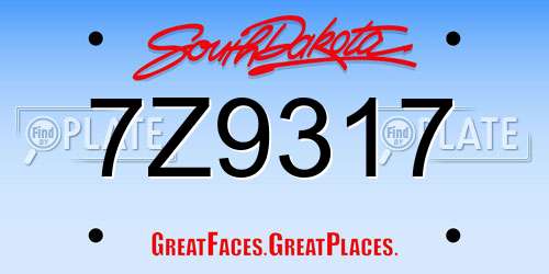 7Z9317 South Dakota License Plate