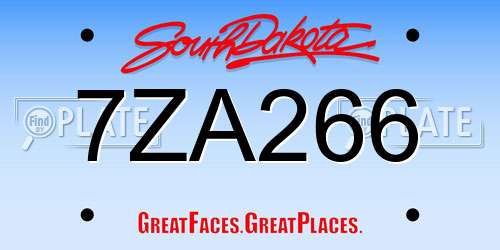 7ZA266 South Dakota License Plate