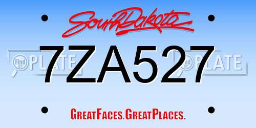 7ZA527 South Dakota License Plate