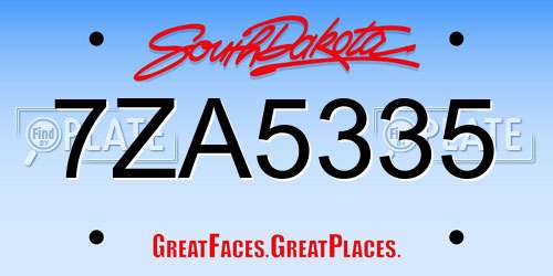7ZA5335 South Dakota License Plate