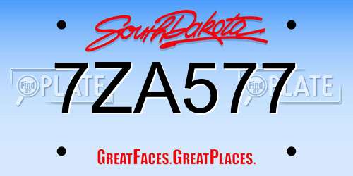 7ZA577 South Dakota License Plate