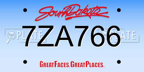 7ZA766 South Dakota License Plate
