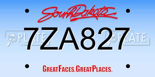 7ZA827 South Dakota License Plate