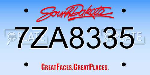 7ZA8335 South Dakota License Plate