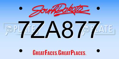 7ZA877 South Dakota License Plate