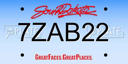 7ZAB22 South Dakota License Plate