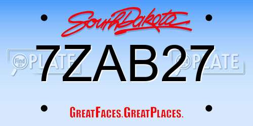 7ZAB27 South Dakota License Plate