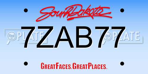 7ZAB77 South Dakota License Plate