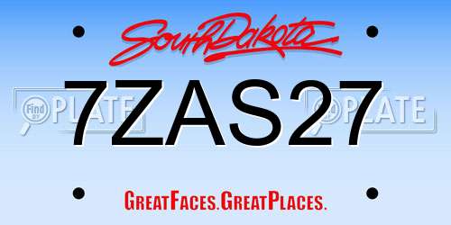 7ZAS27 South Dakota License Plate