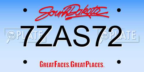 7ZAS72 South Dakota License Plate