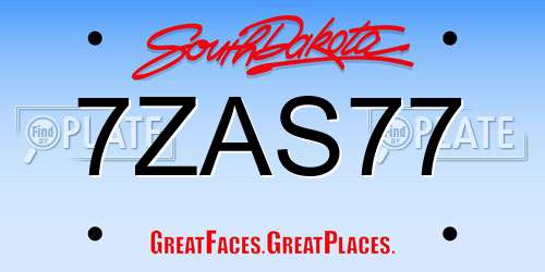 7ZAS77 South Dakota License Plate