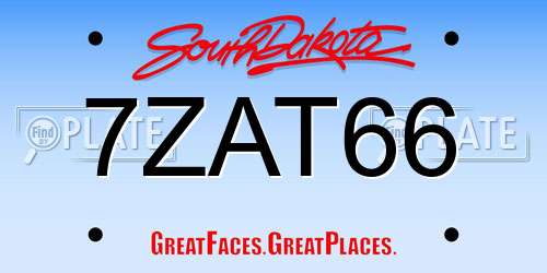 7ZAT66 South Dakota License Plate