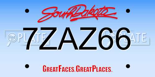 7ZAZ66 South Dakota License Plate
