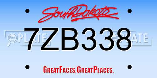 7ZB338 South Dakota License Plate
