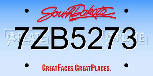 7ZB5273 South Dakota License Plate