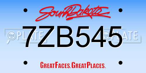 7ZB545 South Dakota License Plate
