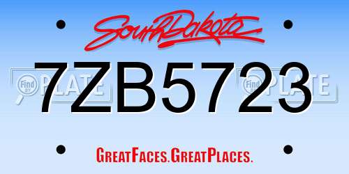 7ZB5723 South Dakota License Plate