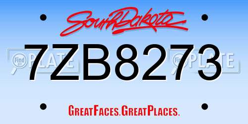 7ZB8273 South Dakota License Plate